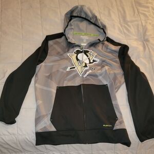 Pittsburgh Penguins Reebok Black and Gray Dri-fit Hoodie/Jacket